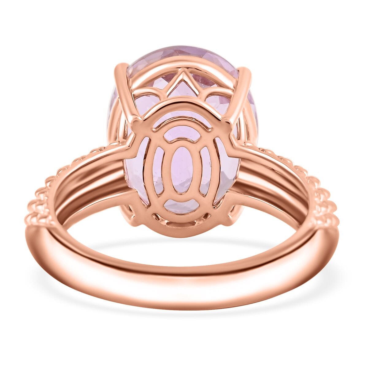 Certified & Appraised Luxoro AAA Martha Rocha Kunzite 10.65 ctw Solitaire Ring in 10K Rose Gold (Size 8.0) 4.33 Grams image number 4