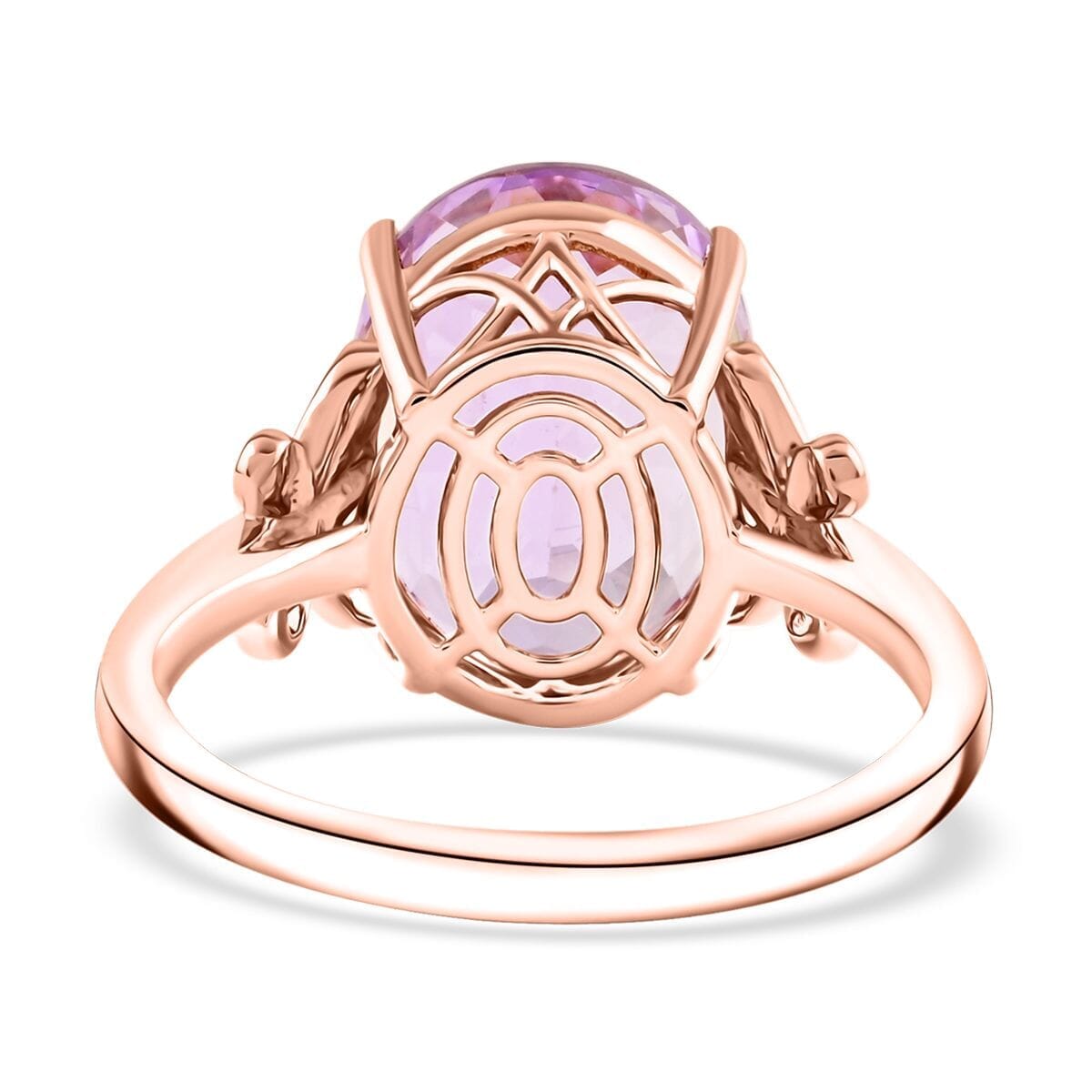Certified & Appraised Luxoro 10K Rose Gold AAA Martha Rocha Kunzite, Diamond (I2) Ring (Size 5.0) (4.56 g) 13.10 ctw image number 4