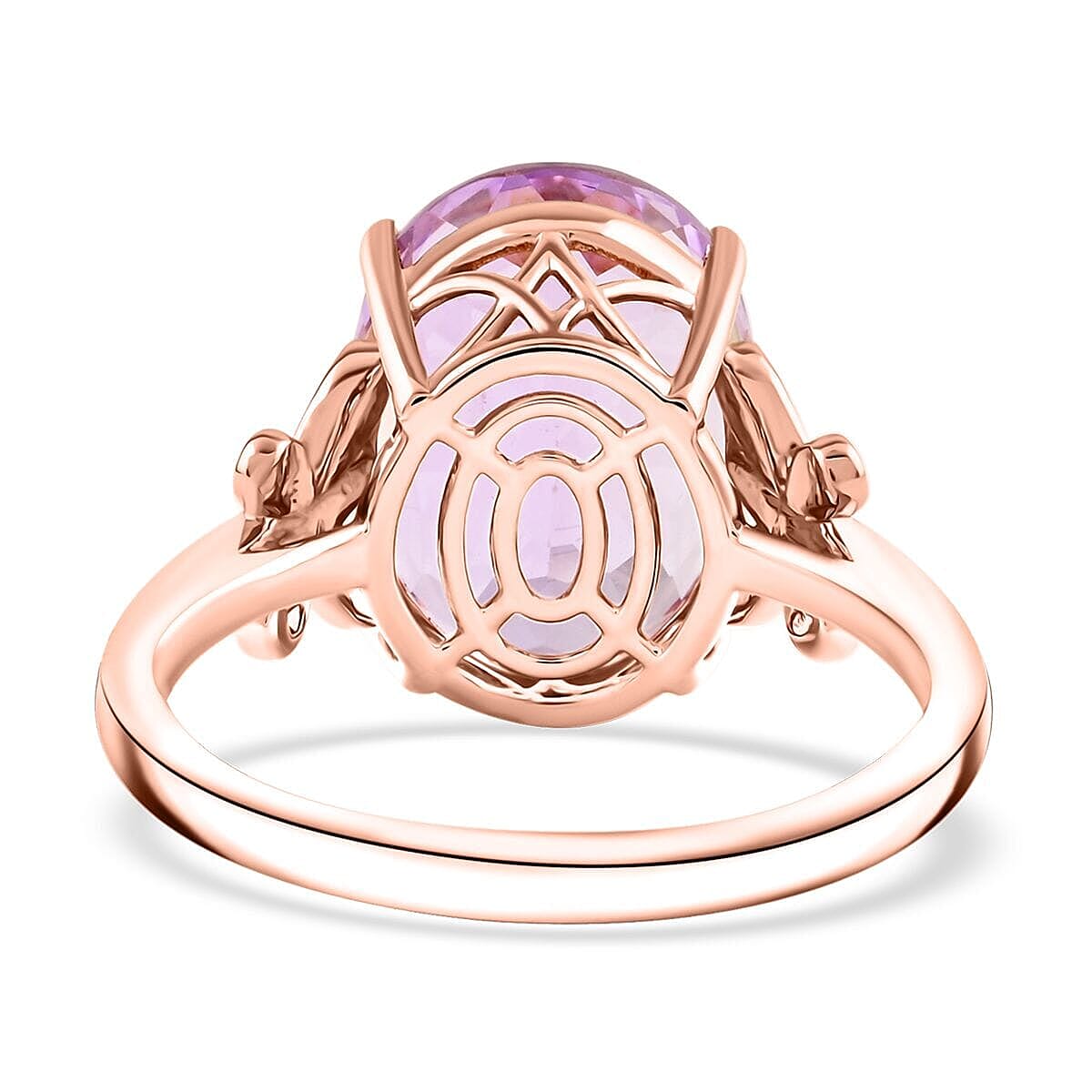 Certified & Appraised Luxoro 10K Rose Gold AAA Martha Rocha Kunzite, Diamond (I2) Ring (Size 5.5) (4.56 g) 13.10 ctw image number 4
