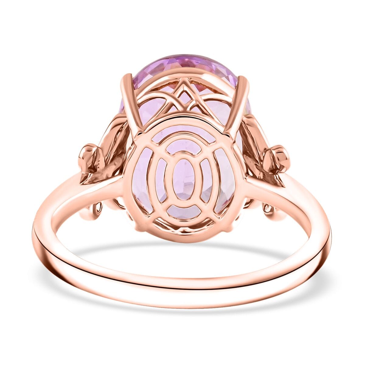 Certified & Appraised Luxoro AAA Martha Rocha Kunzite and I2 Diamond 13.10 ctw Ring in 10K Rose Gold (Size 7.0) 4.56 Grams image number 4