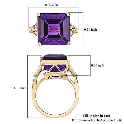 Certified & Appraised Luxoro AAA Natural Lusaka Amethyst and G-H I2 Diamond 8.25 ctw Ring in 10K Yellow Gold (Size 10.0) 4.10 Grams