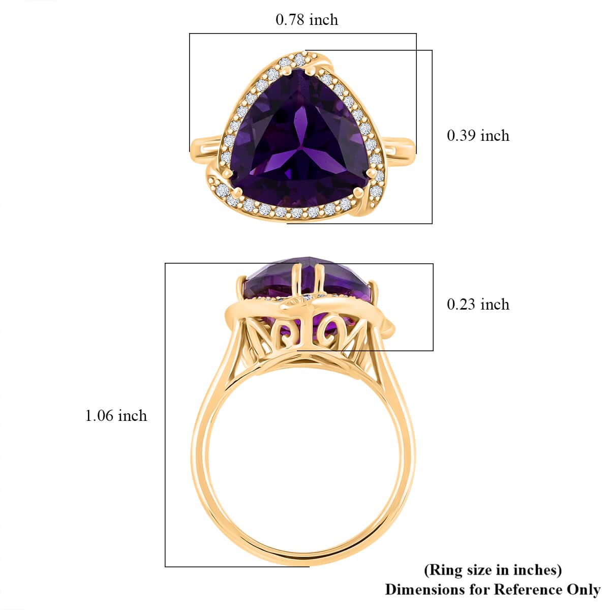 Certified & Appraised Luxoro AAA Natural Lusaka Amethyst and G-H I2 Diamond 6.05 ctw Ring in 10K Yellow Gold (Size 10.0) 4.38 Grams image number 5