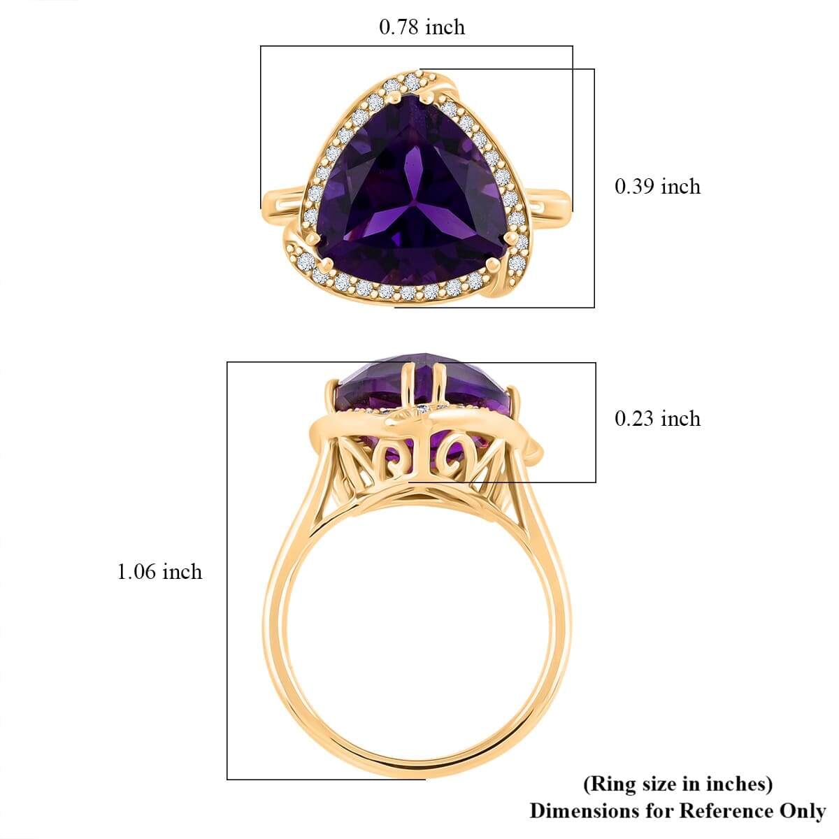 Luxoro 10K Yellow Gold AAA Lusaka Amethyst, Diamond (G-H, I2) (0.22 cts) Ring (Size 5.5) (4.38 g) 6.05 ctw image number 5