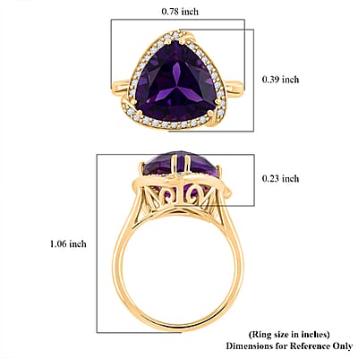 Certified and Appraised Luxoro AAA Natural Lusaka Amethyst, Diamond Ring in 10K Yellow Gold 6.05 ctw (Size 9.0)