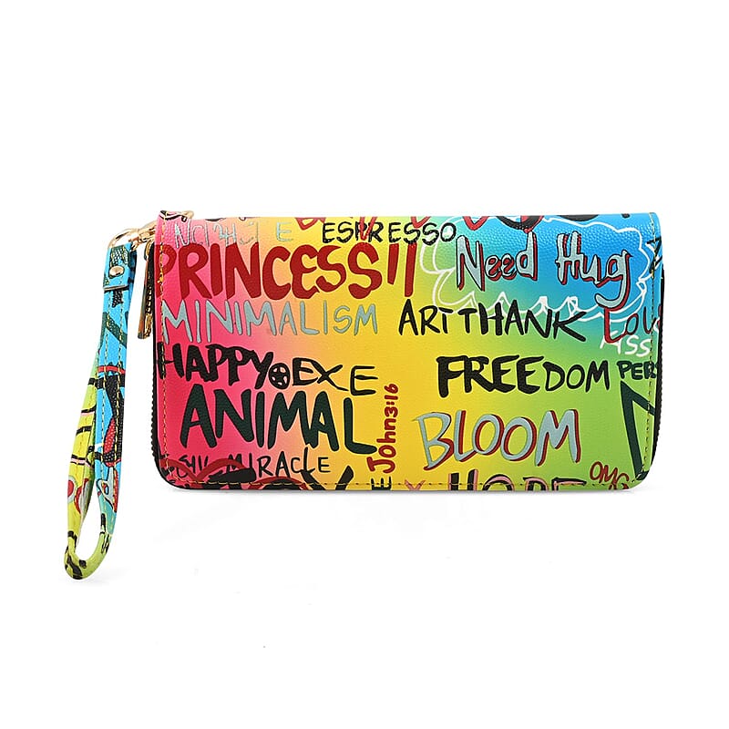 Chunma Graffiti Art, Set of 2, Multi Color Vegan Leather Crossbody Bag with Wallet