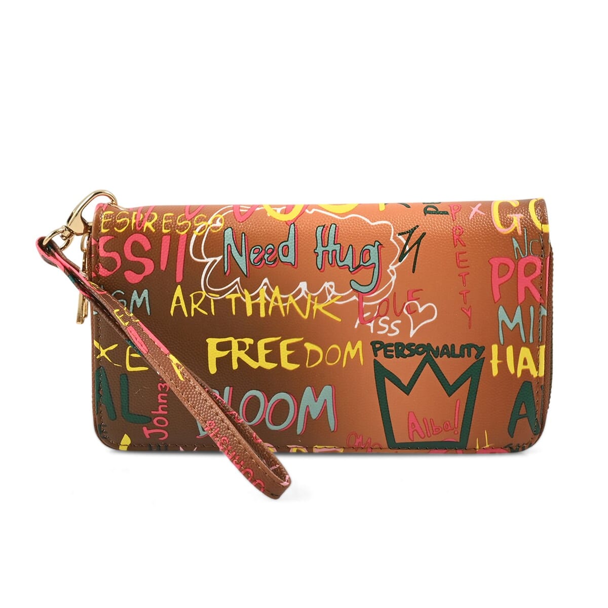 Chunma Graffiti Art, Set of 2, Tan& Multi Color Vegan Leather Crossbody Bag with Wallet image number 5