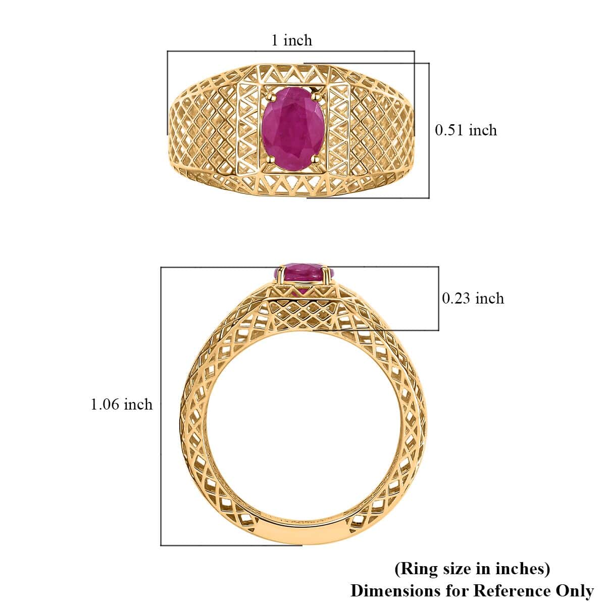 Luxoro 10K Yellow Gold Premium Royal Ruby Men's Ring (Size 10.0) 1.70 ctw image number 5