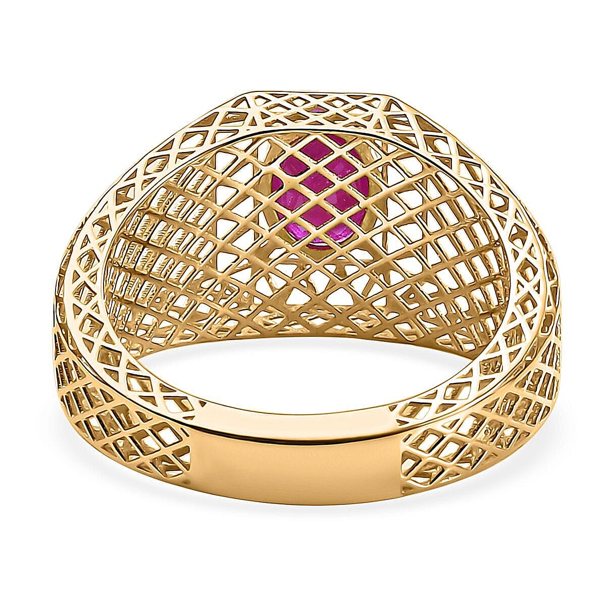 Luxoro Ruby Men's Ring in 10K Yellow Gold 1.70 ctw (Size 11.5) image number 4
