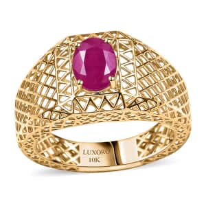 Mirage Collection Luxoro Premium Royal Ruby 1.70 ctw Men's Ring in 10K Yellow Gold (Size 12.0)