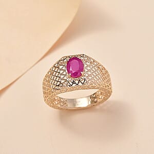Luxoro Ruby Men's Ring in 10K Yellow Gold 1.70 ctw (Size 12.0)