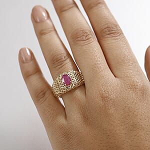 Luxoro Ruby Men's Ring in 10K Yellow Gold 1.70 ctw (Size 12.0)