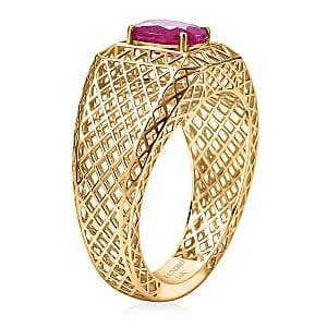 Luxoro Ruby Men's Ring in 10K Yellow Gold 1.70 ctw (Size 12.0)