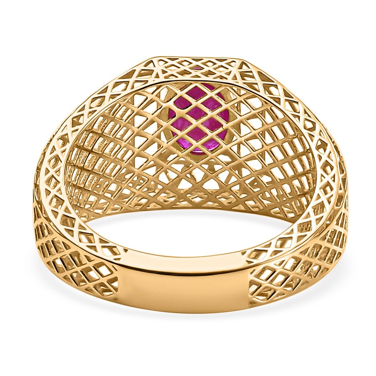 Mirage Collection Luxoro Premium Royal Ruby 1.70 ctw Men's Ring in 10K Yellow Gold (Size 13.0) image number 4