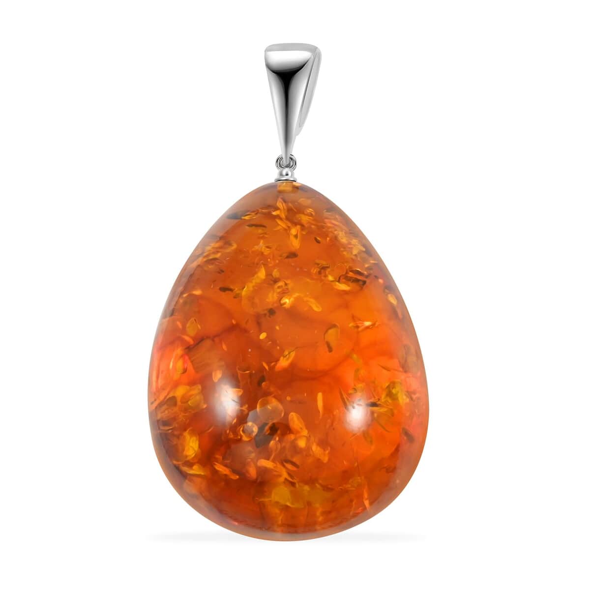 Baltic Amber Drop Pendant in Sterling Silver image number 0