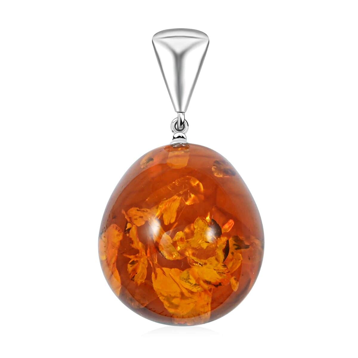 Baltic Amber Drop Pendant in Sterling Silver image number 0