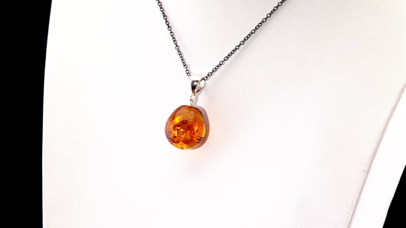 Baltic Amber Dangle Pendant without Chain in Sterling Silver