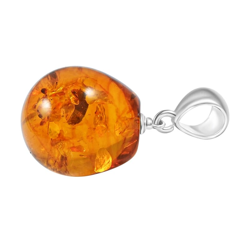 Baltic Amber Dangle Pendant without Chain in Sterling Silver