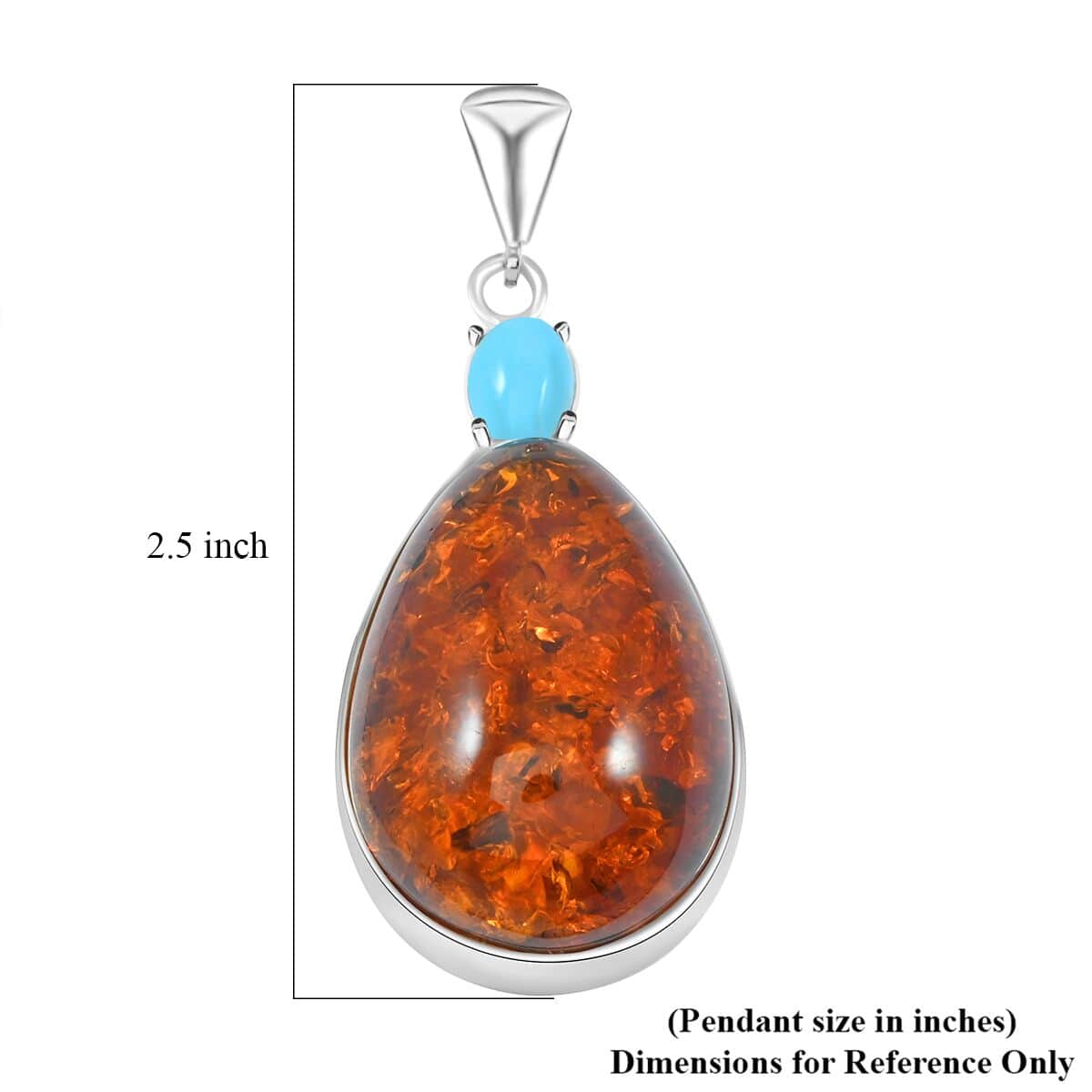 Baltic Amber and Sleeping Beauty Turquoise 1.50 ctw Pendant in Sterling Silver image number 4