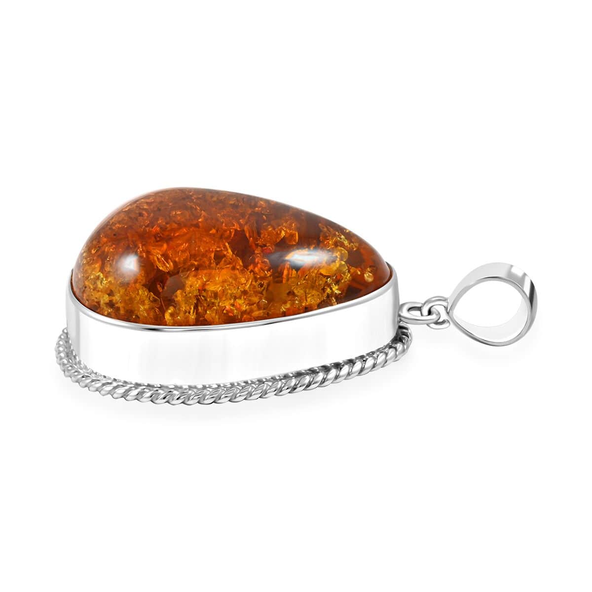 Baltic Amber Drop Pendant in Sterling Silver image number 3