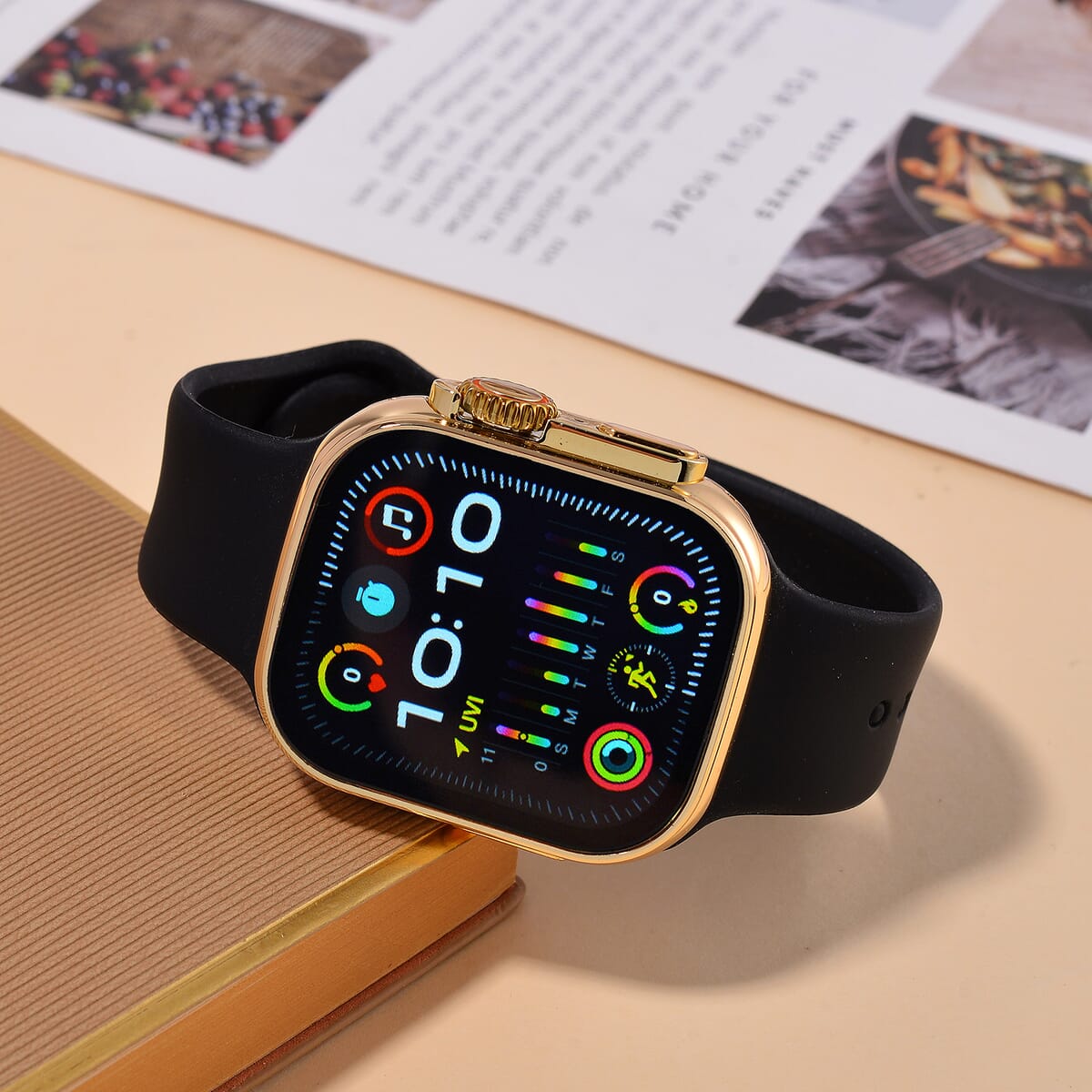 I20 Ultra 2 Max Suit 10 in 1 Set - (Gold Smart Dial, Earphone, Case Cover and 7pcs Replaceable Watchband) image number 1