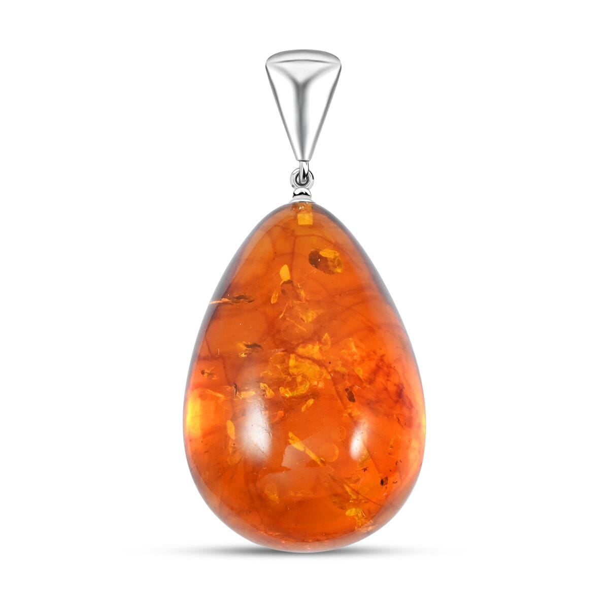 Baltic Amber Drop Pendant in Sterling Silver image number 0