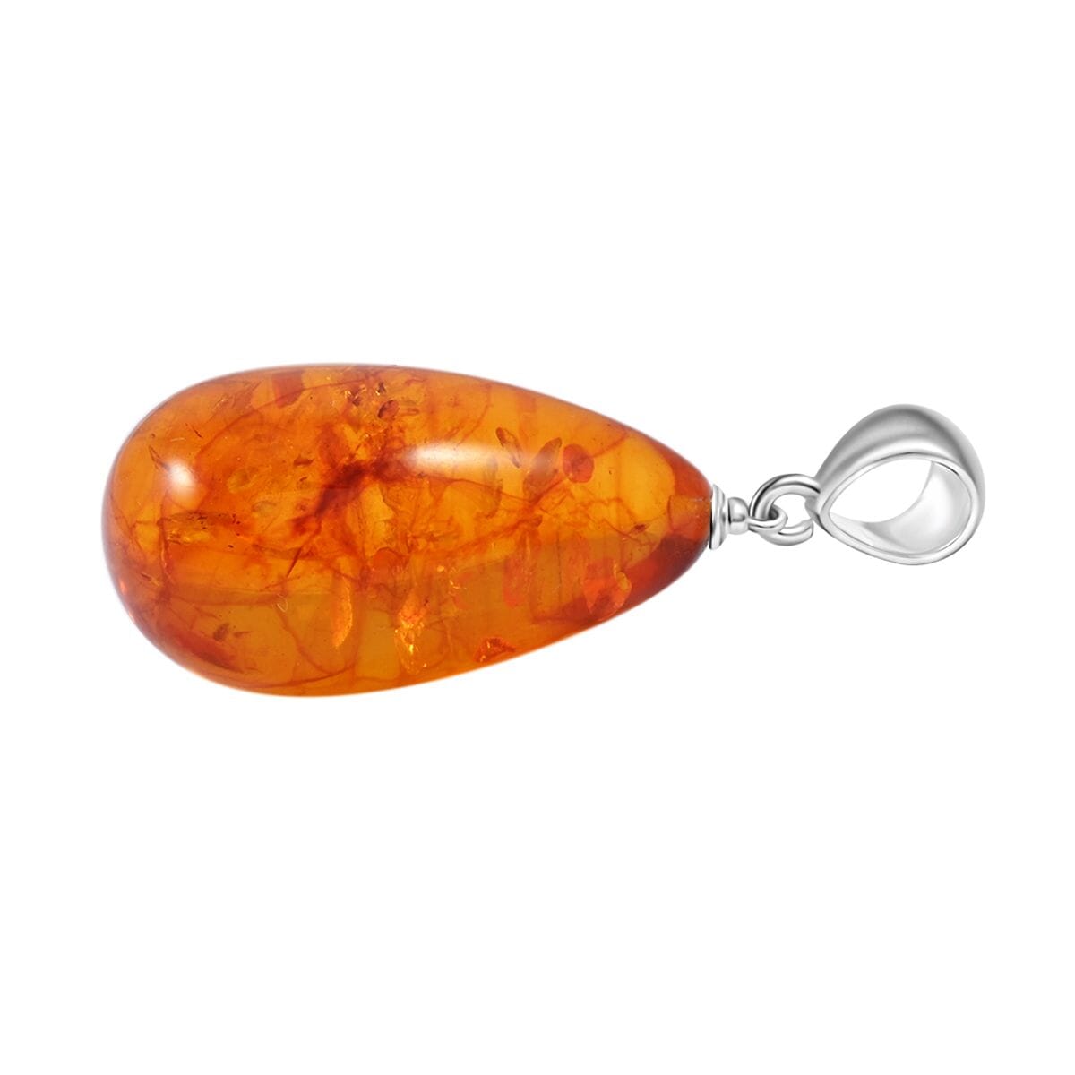 Baltic Amber Drop Pendant in Sterling Silver image number 3