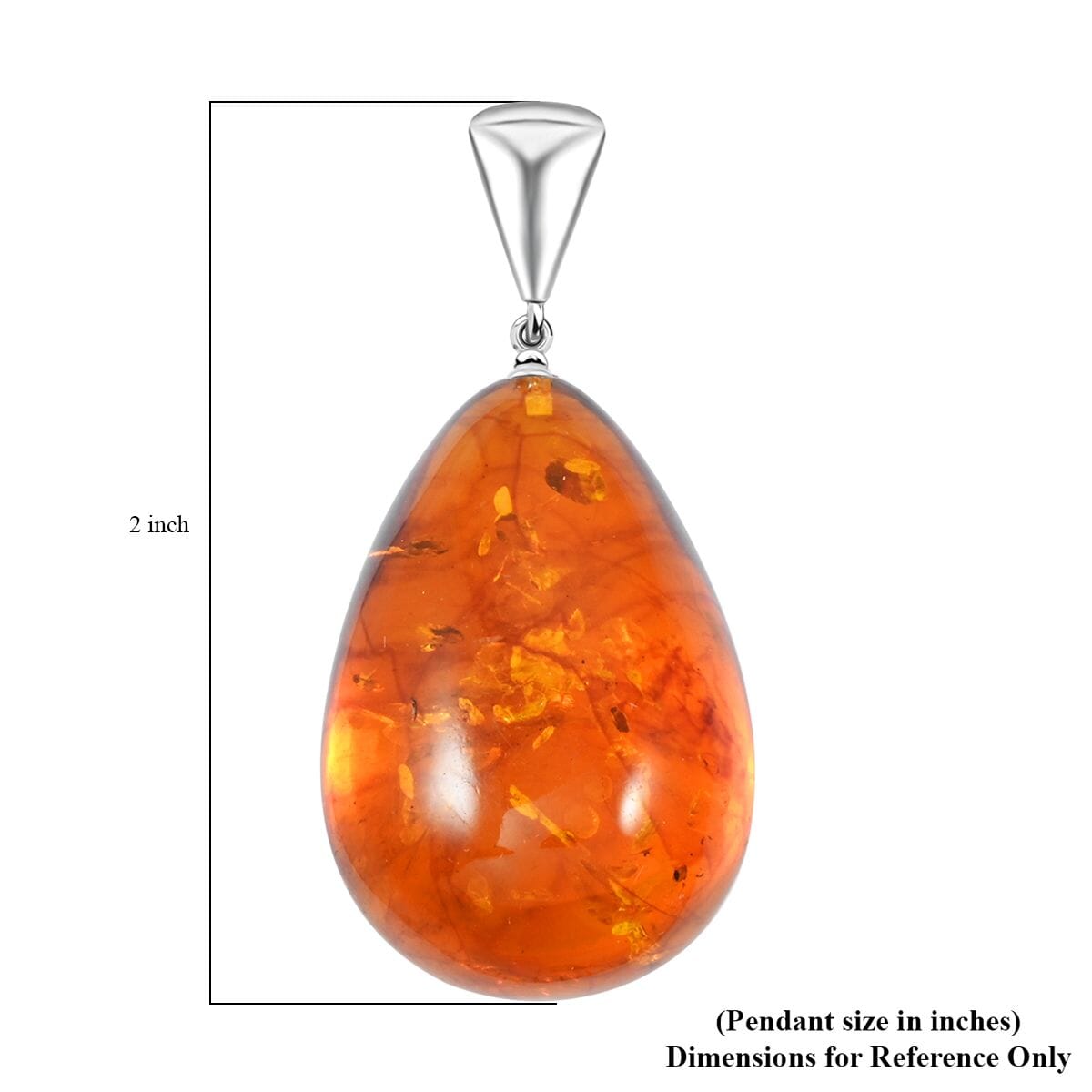 Baltic Amber Drop Pendant in Sterling Silver image number 4