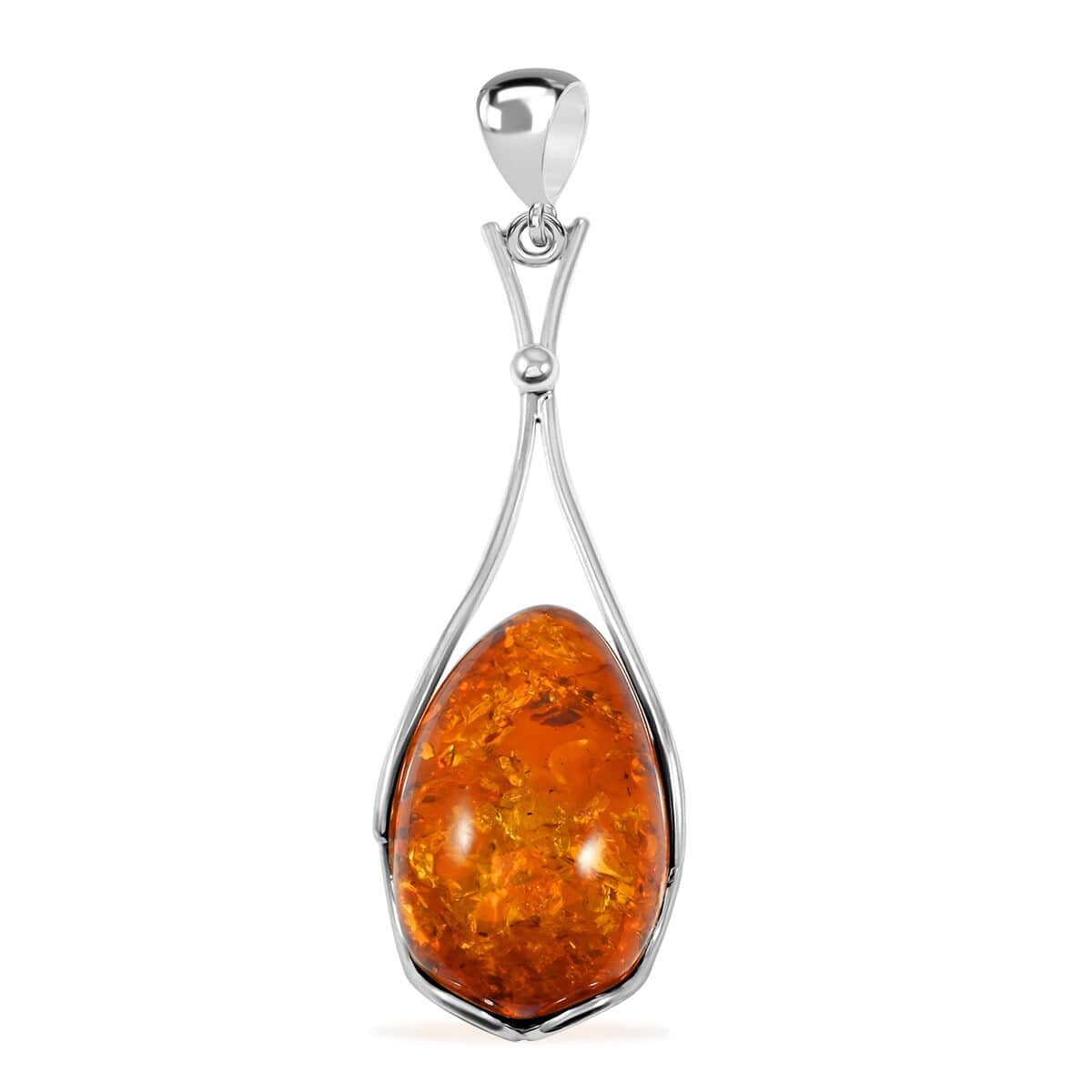 Baltic Amber Drop Pendant in Sterling Silver image number 0