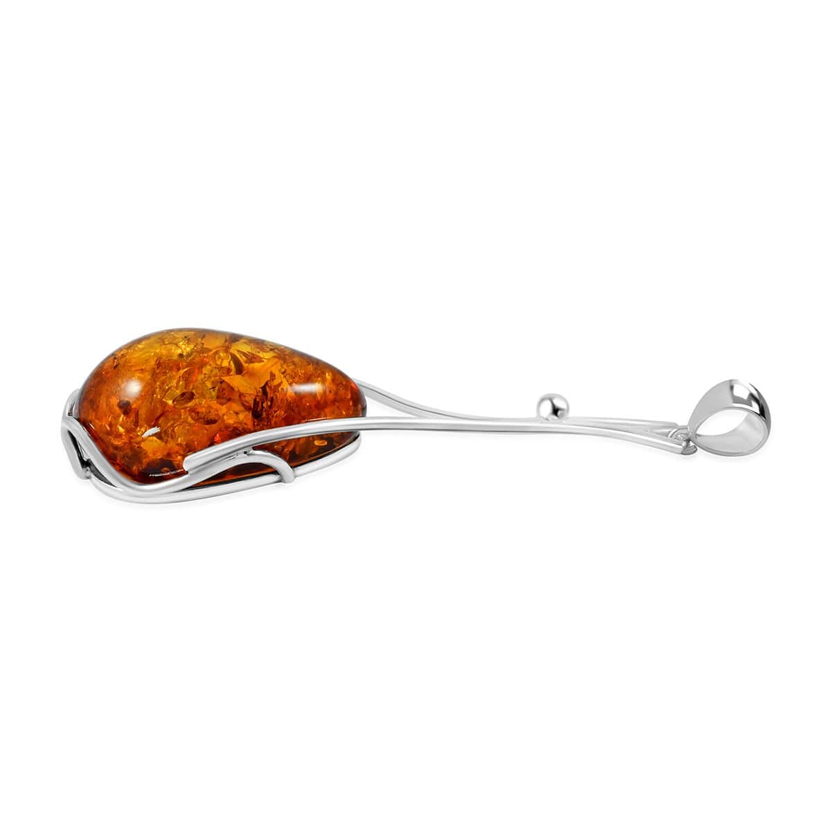 Baltic Amber Drop Pendant in Sterling Silver image number 3