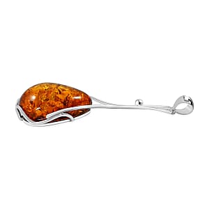 Baltic Amber Drop Pendant without Chain in Sterling Silver