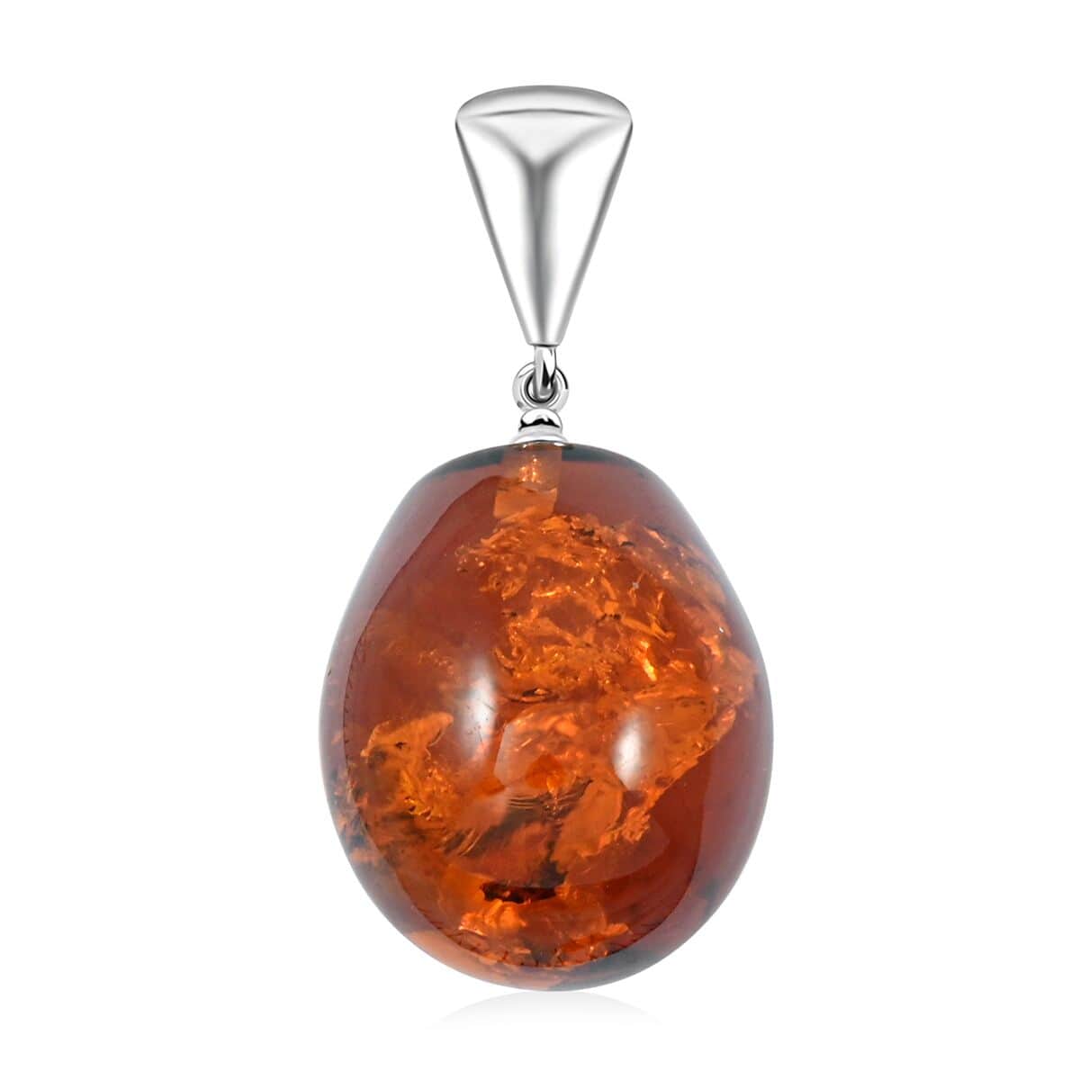 Baltic Amber Drop Pendant in Sterling Silver image number 0