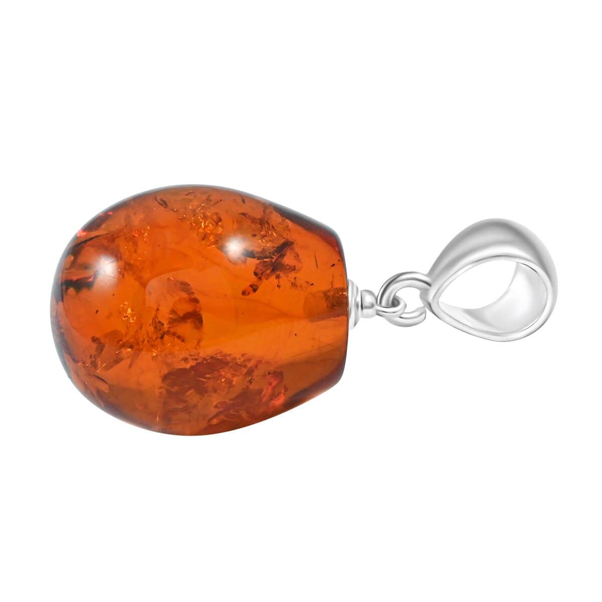 Baltic Amber Drop Pendant in Sterling Silver image number 3