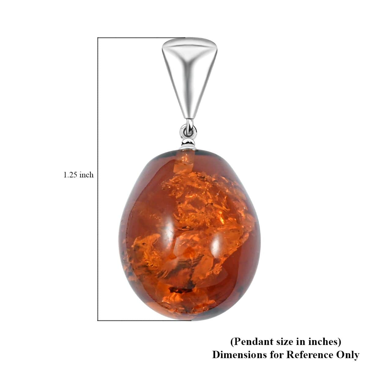 Baltic Amber Drop Pendant in Sterling Silver image number 4