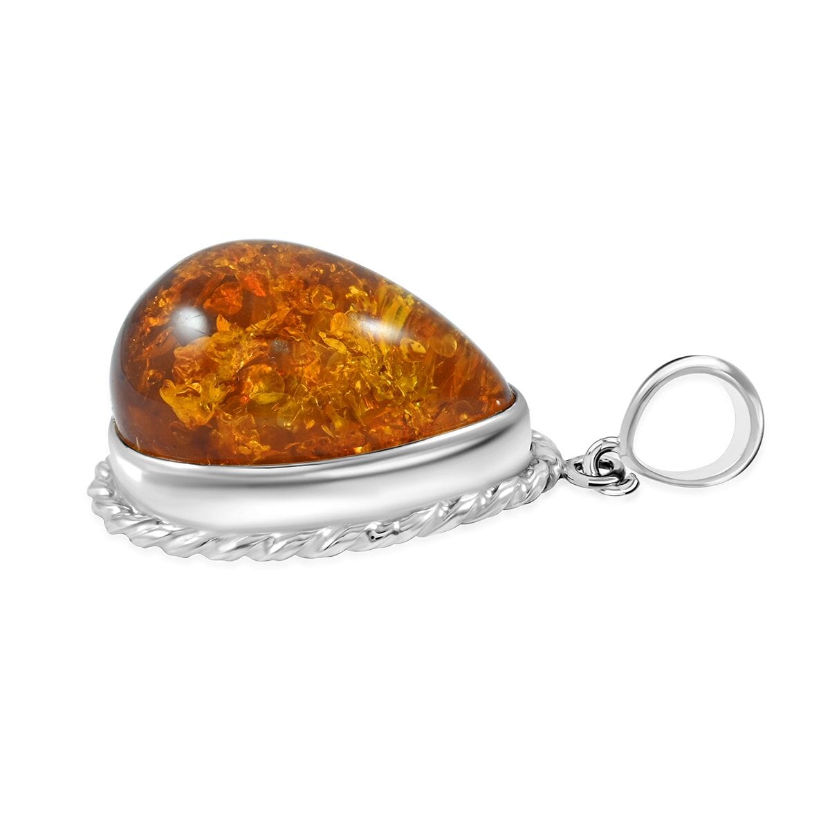 Baltic Amber Drop Pendant without Chain in Sterling Silver image number 3