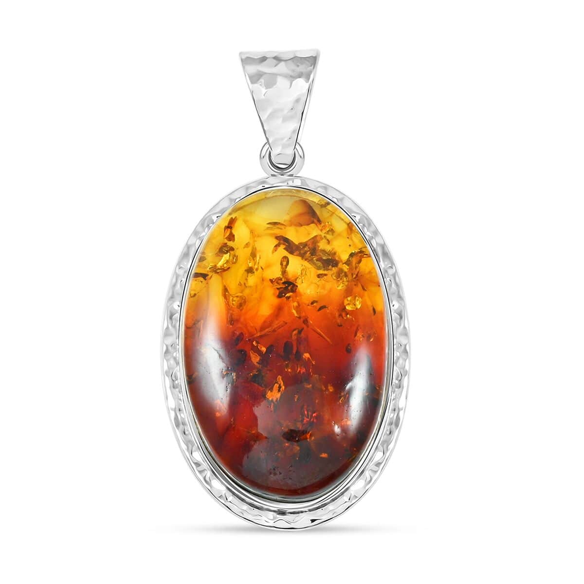 Baltic Amber Oval Shape Pendant in Sterling Silver image number 0