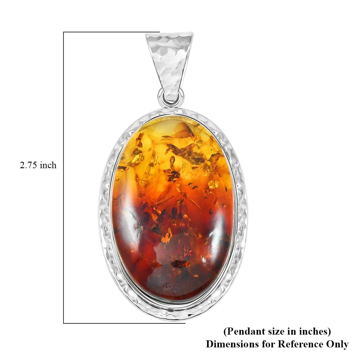 Baltic Amber Oval Shape Pendant in Sterling Silver image number 4