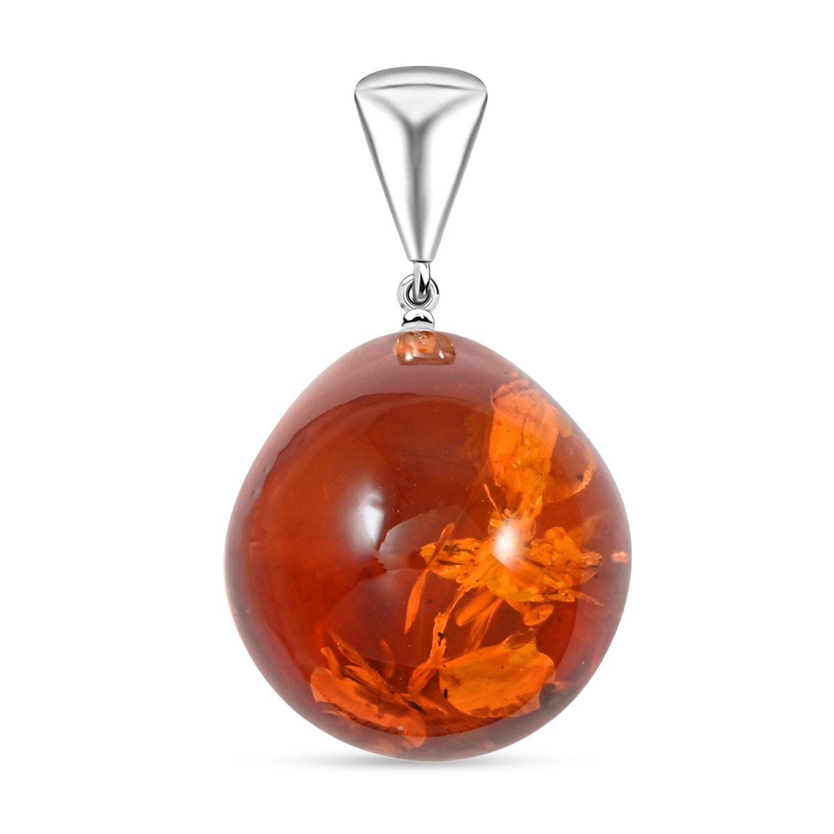 Baltic Amber Drop Pendant in Sterling Silver image number 0