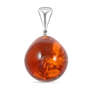 Baltic Amber Drop Pendant without Chain in Sterling Silver