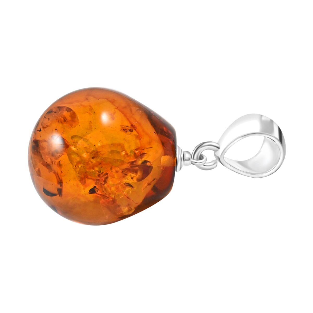 Baltic Amber Drop Pendant in Sterling Silver image number 3