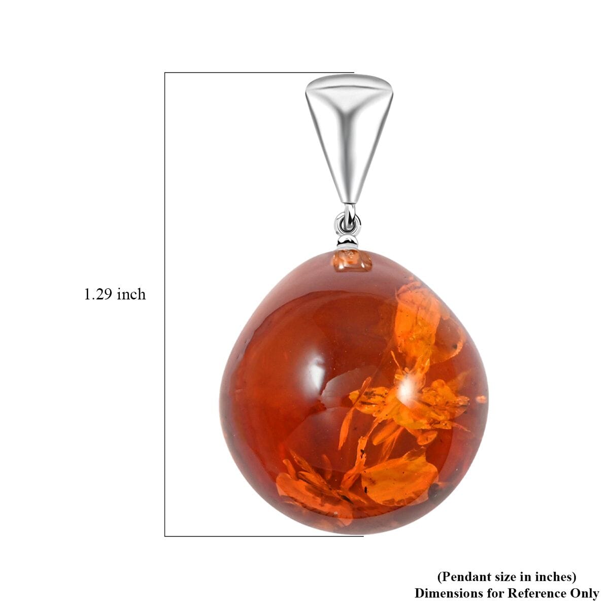 Baltic Amber Drop Pendant in Sterling Silver image number 4