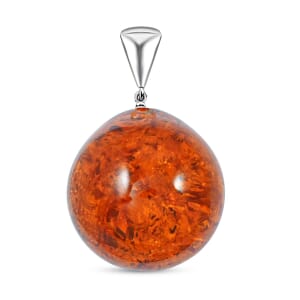 Baltic Amber Drop Pendant without Chain in Sterling Silver