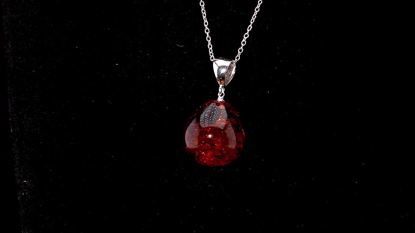 Baltic Amber Drop Pendant without Chain in Silver