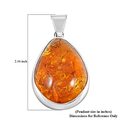 Baltic Amber Drop Pendant without Chain in Sterling Silver