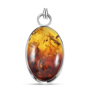 Baltic Amber Drop Pendant without Chain in Sterling Silver