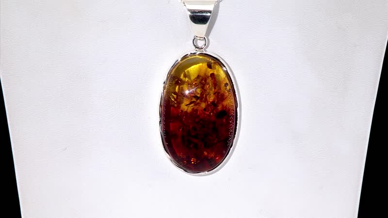 Baltic Amber Glow Drop Pendant without Chain in Sterling Silver