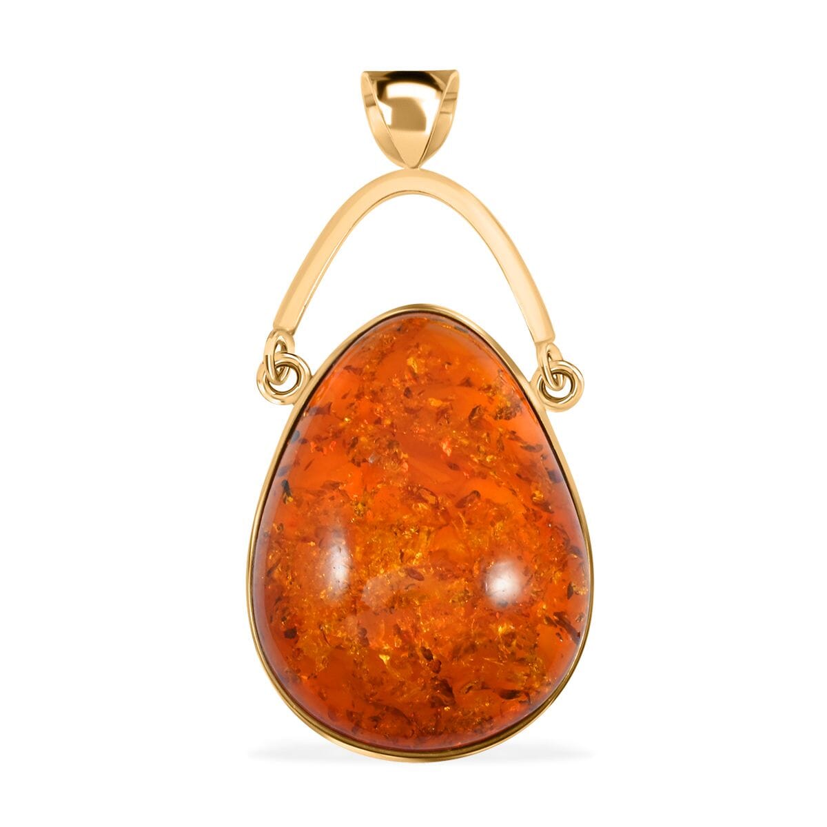 Baltic Amber Drop Pendant in 14K YG Over Sterling Silver image number 0