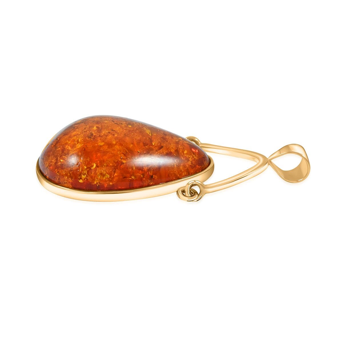 Baltic Amber Drop Pendant in 14K YG Over Sterling Silver image number 3