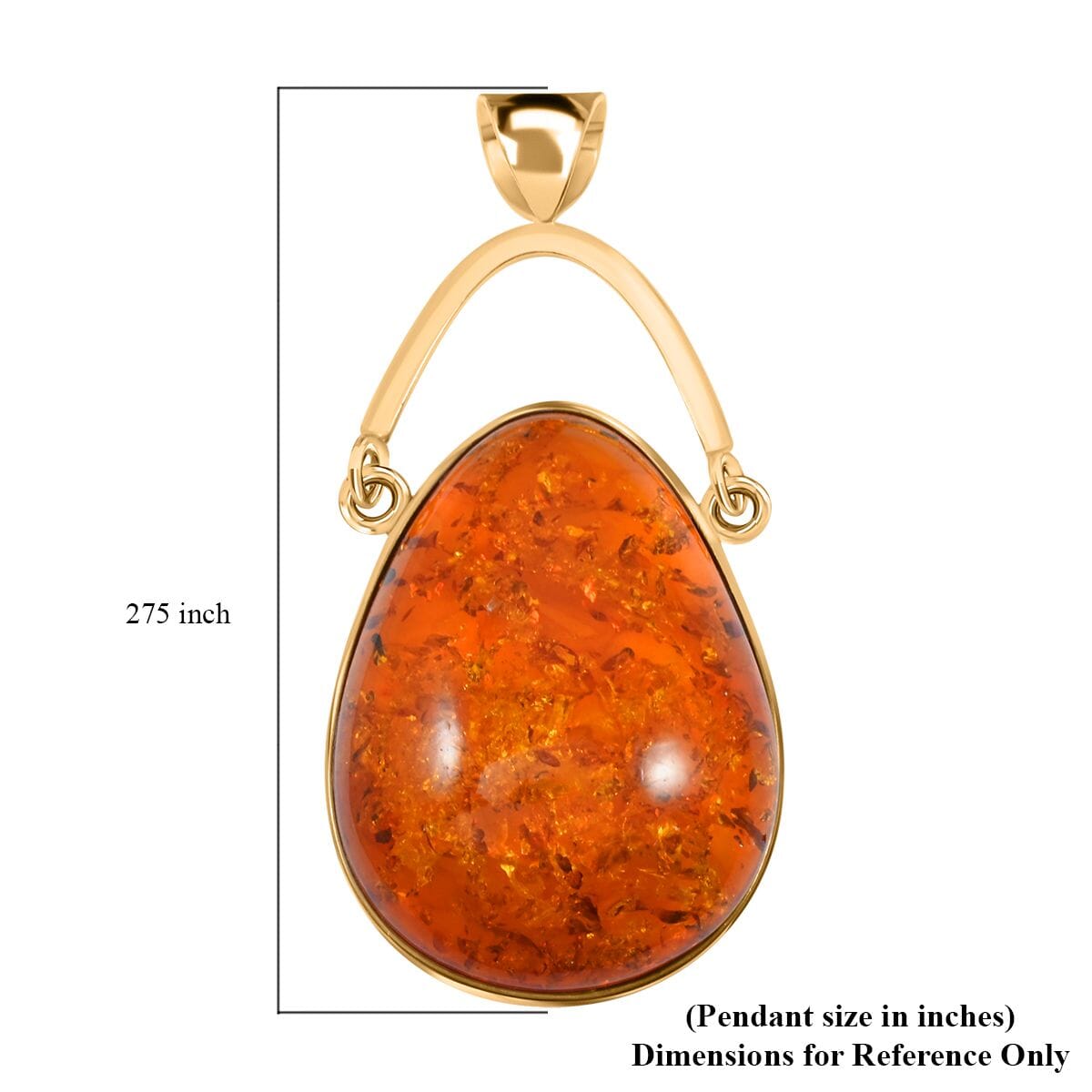 Baltic Amber Drop Pendant in 14K YG Over Sterling Silver image number 4