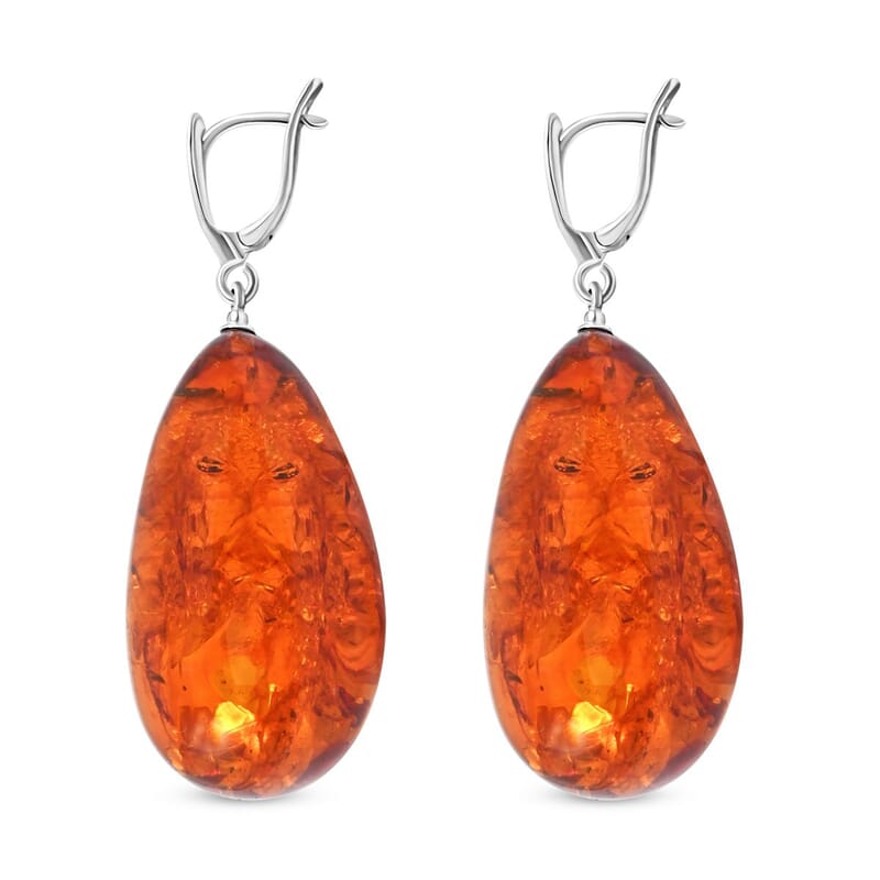 Baltic Amber Fire Teardrop Earrings