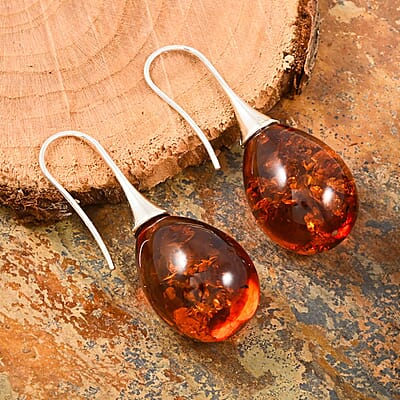 Baltic Amber Earrings in Sterling Silver